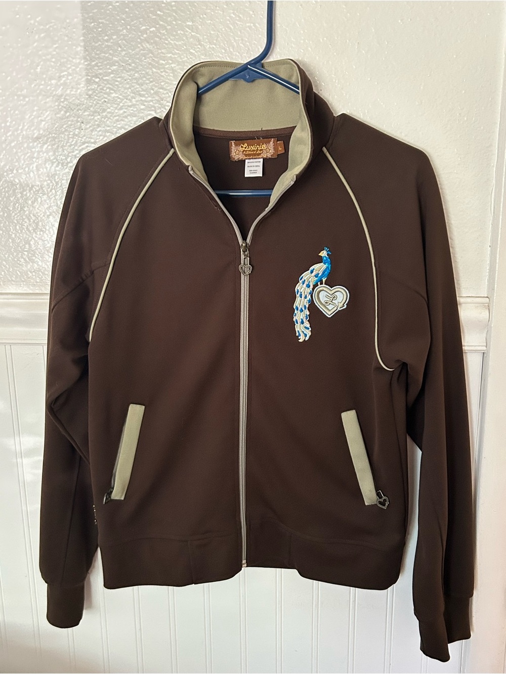 Vintage LRG Luxirie track jacket Y2K with peacock and flower embroidery